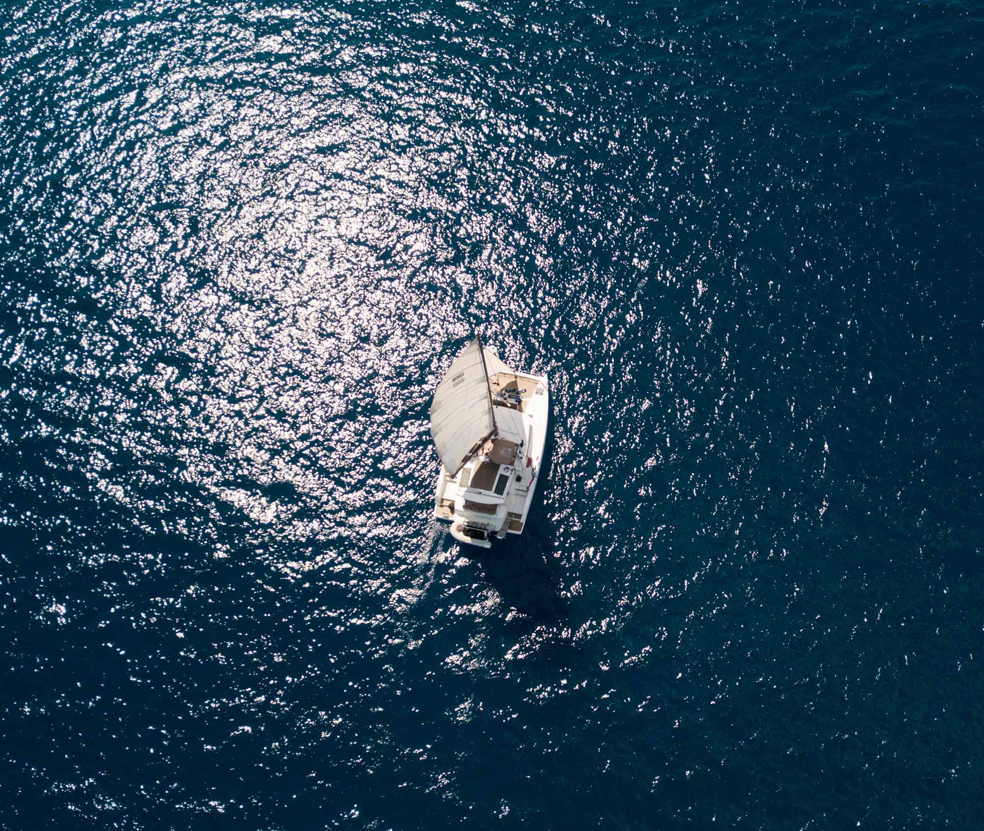 A catamaran sails to its next destination