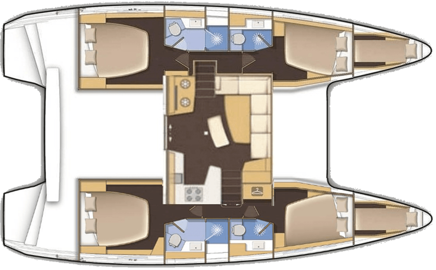Layout över en Lagoon 42 katamaran